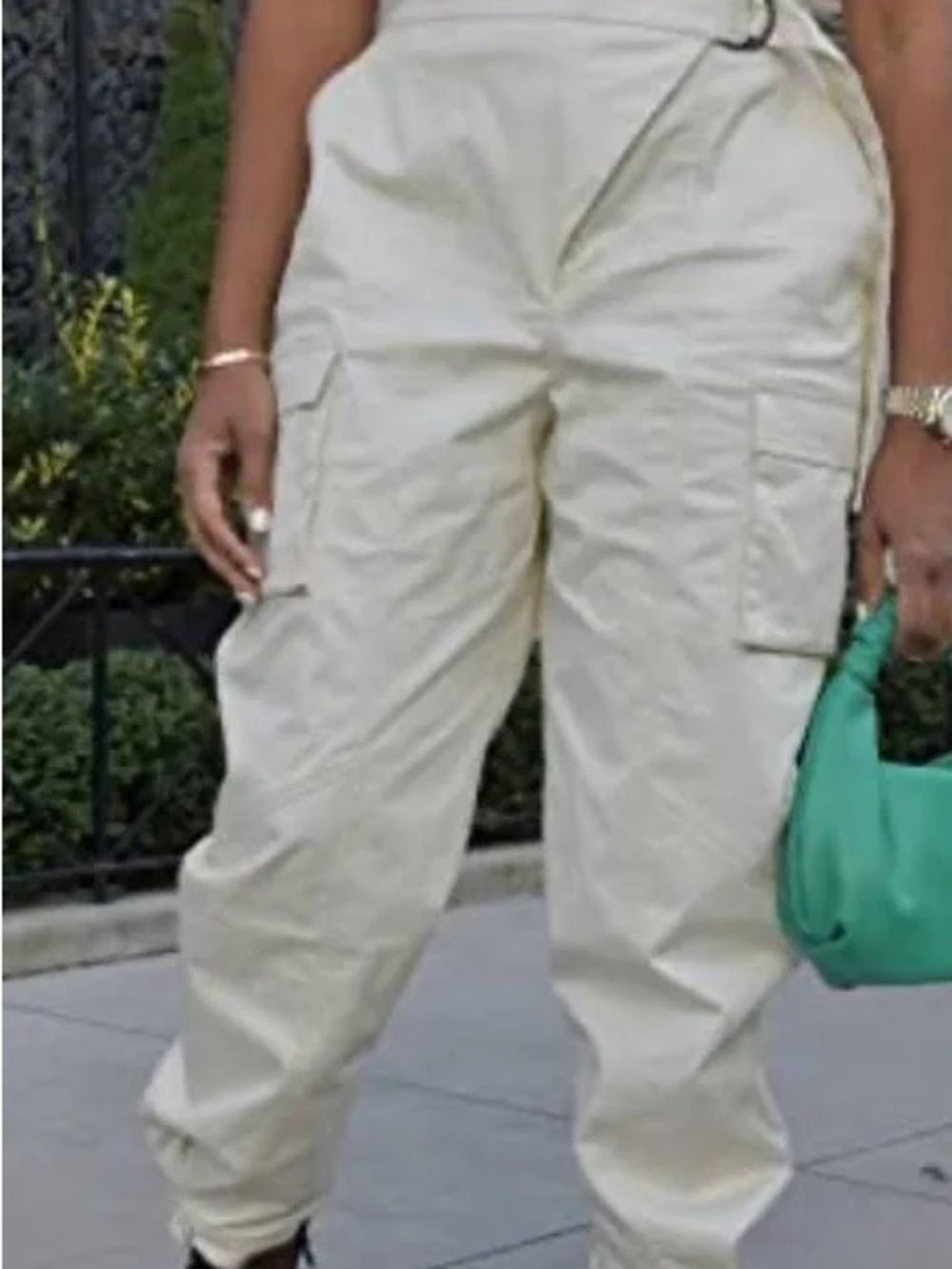 The Drop Karen Britchick Cargo Joggers in cream - Picture 2 of 9